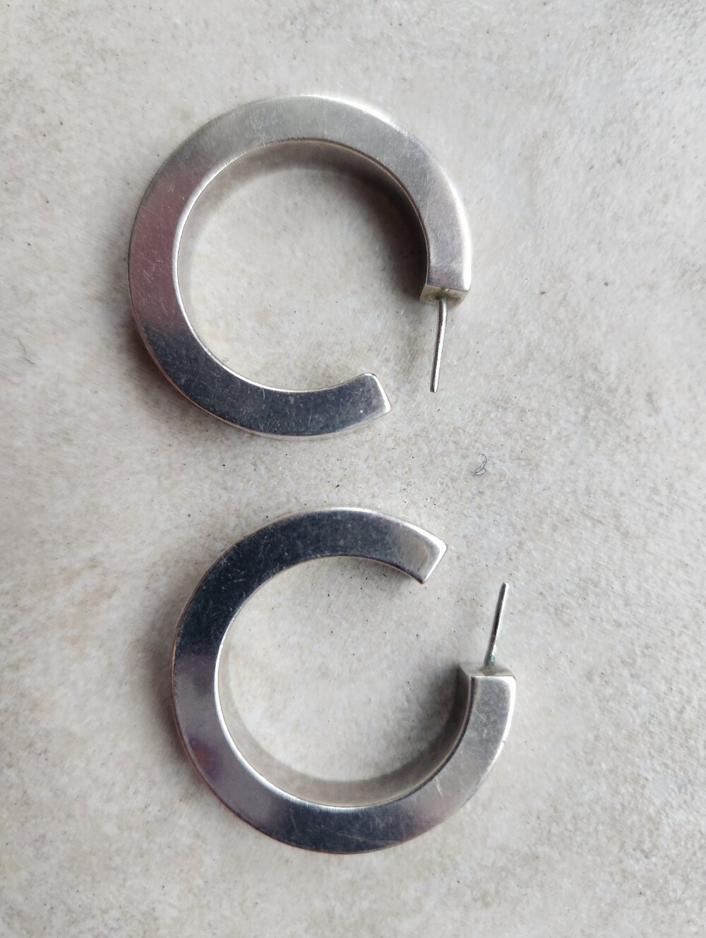 Silver Hoop C-Shape Stud Earrings Stamped 950- Minimal Women's Jewelry